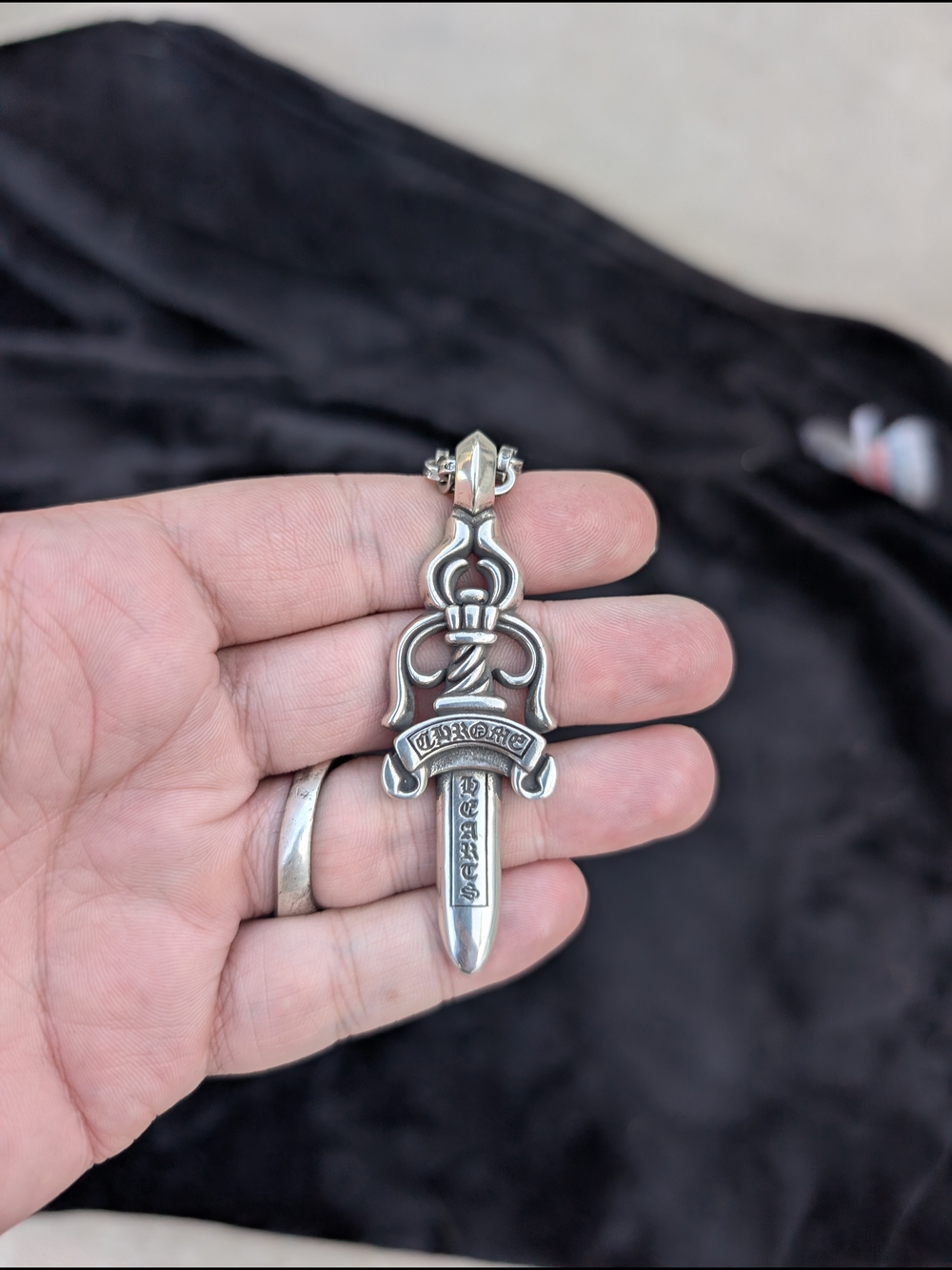 Chrome Hearts Large 925 Silver Dagger Pendant